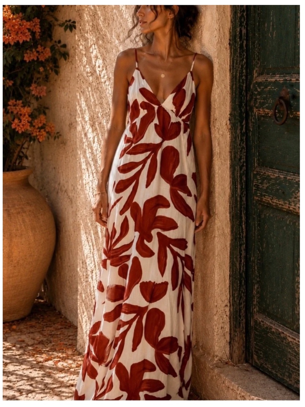 NEW Anthropologie Paper Heart Women's Linen Blend Floral Maxi Dress Size Small